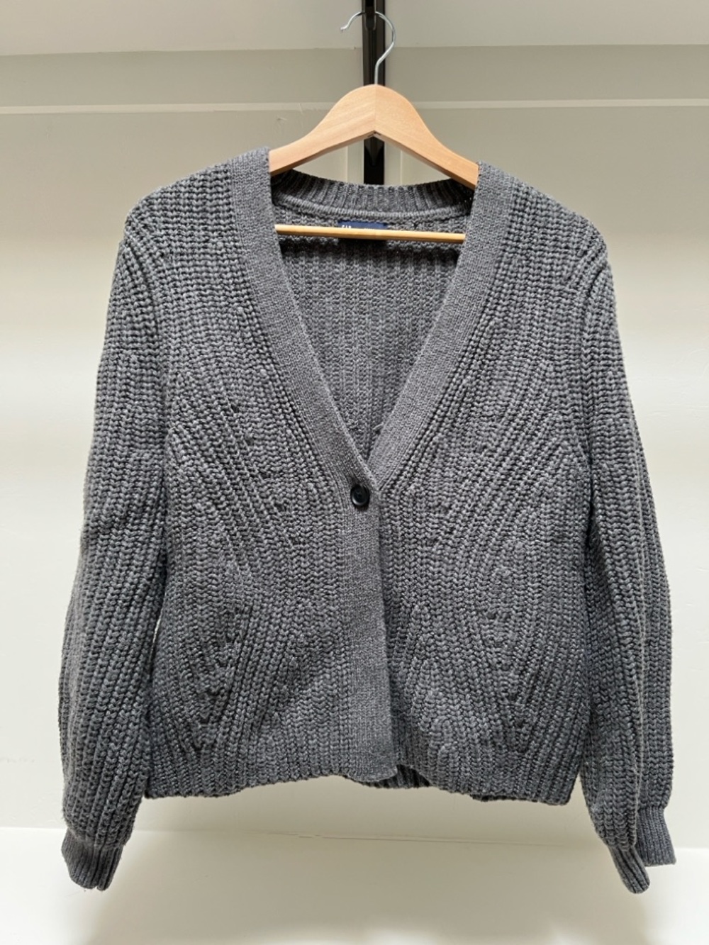 GAP Charcoal Heather Gray Barrel Sleeve Cardigan